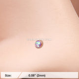Rose Gold Opal Sparkle Nose Stud Ring-Purple