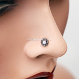 Ornate Filigree Opal Sparkle Nose Stud Ring-White