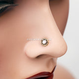 Golden Filigree Opal Sparkle Nose Stud Ring-White
