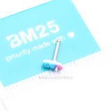 Detail View 4 of Adorable Blurple Seahorse Nose Stud Ring-Blue/Pink