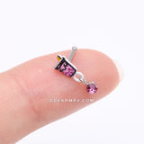 Detail View 2 of Cute Boba Tapioca Drink Sparkle Dangle Nose Stud Ring-Pink