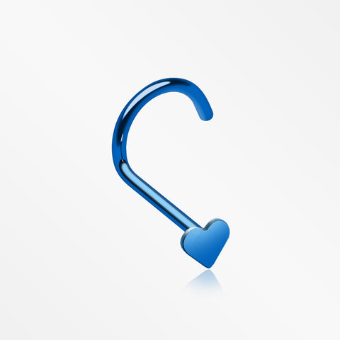 Colorline Heart Nose Screw Ring-Blue