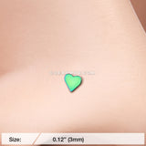 Colorline Heart Nose Screw Ring-Green