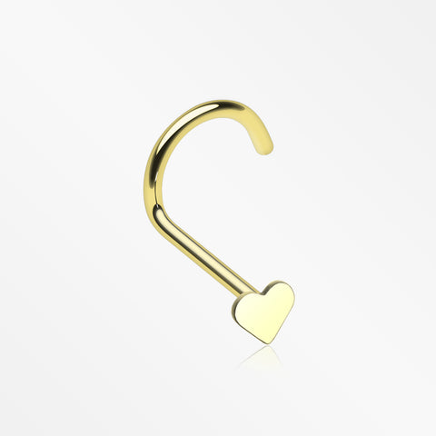 Golden Heart Nose Screw Ring-Gold