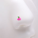 Detail View 1 of Golden Kawaii Pop Juicy Pink Cherry L-Shaped Nose Ring