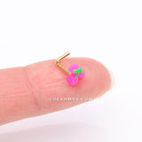 Detail View 2 of Golden Kawaii Pop Juicy Pink Cherry L-Shaped Nose Ring