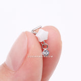 Detail View 2 of Kawaii Pop Fluffy Star Dangle Sparkle L-Shaped Nose Ring-White/Clear Gem