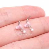 Detail View 3 of Kawaii Pop Fluffy Bow-Tie Pearlescent Dangle L-Shaped Nose Ring-Pink/White