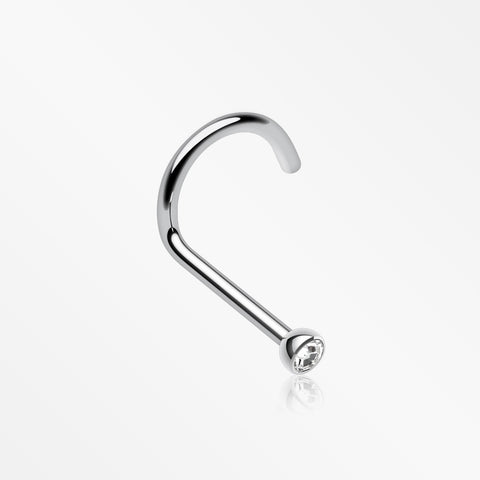 Press Fit Gem Top Steel Nose Screw Ring-Clear