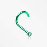 Colorline Press Fit Gem Top Nose Screw Ring-Green/Clear