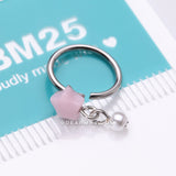 Detail View 3 of Kawaii Pop Fluffy Star Pearlescent Dangle Bendable Hoop Ring-Pink/White