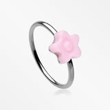 Kawaii Pop Sweet Flower Bendable Hoop Ring-Pink