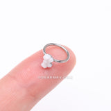 Detail View 2 of Kawaii Pop Fluffy Bow-Tie Bendable Hoop Ring-White