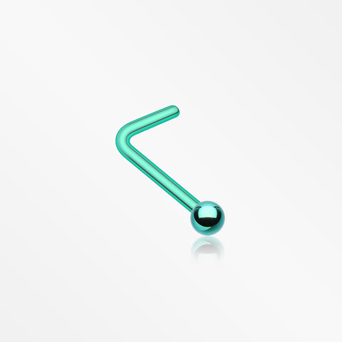 Colorline Ball Top L-Shaped Nose Ring-Green