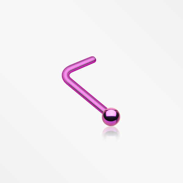 Colorline Ball Top L-Shaped Nose Ring-Purple