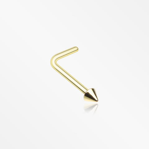 Golden Basic Steel Spike L-Shaped Nose Ring