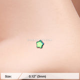Colorline Steel Star L-Shaped Nose Ring-Green