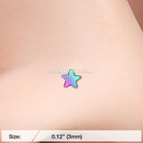 Colorline Steel Star L-Shaped Nose Ring-Rainbow