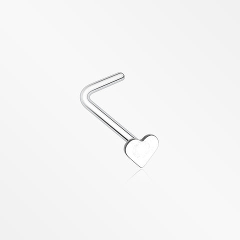 Steel Heart L-Shaped Nose Ring-Steel