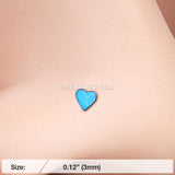 Colorline Steel Heart L-Shaped Nose Ring-Blue