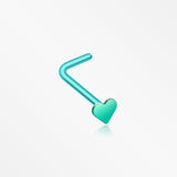 Colorline Steel Heart L-Shaped Nose Ring-Green