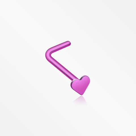 Colorline Steel Heart L-Shaped Nose Ring-Purple