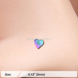 Colorline Steel Heart L-Shaped Nose Ring-Rainbow