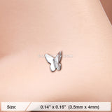 Dainty Butterfly Icon L-Shaped Nose Ring-Steel