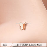 Rose Gold Dainty Butterfly Icon L-Shaped Nose Ring-Rose Gold
