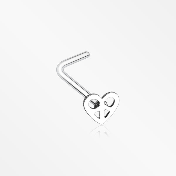 Dainty Pretzel Heart Icon L-Shaped Nose Ring-Steel