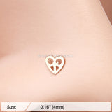 Rose Gold Dainty Pretzel Heart Icon L-Shaped Nose Ring-Rose Gold