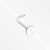 Dainty Crescent Moon Icon L-Shaped Nose Ring-Steel