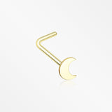 Golden Dainty Crescent Moon Icon L-Shaped Nose Ring-Gold