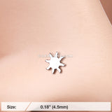 Dainty Blazing Sun Icon L-Shaped Nose Ring-Steel