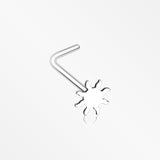 Dainty Blazing Sun Icon L-Shaped Nose Ring-Steel