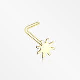 Golden Dainty Blazing Sun Icon L-Shaped Nose Ring-Gold