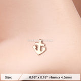 Rose Gold Dainty Anchor Icon L-Shaped Nose Ring-Rose Gold