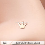 Rose Gold Dainty Princess Crown Icon L-Shaped Nose Ring-Rose Gold