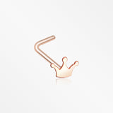 Rose Gold Dainty Princess Crown Icon L-Shaped Nose Ring-Rose Gold