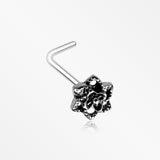 Camellia Flower Filigree Icon L-Shaped Nose Ring-Steel