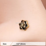 Golden Camellia Flower Filigree Icon L-Shaped Nose Ring-Gold