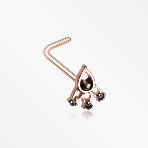 Rose Gold Victoria Trident Icon L-Shaped Nose Ring-Rose Gold