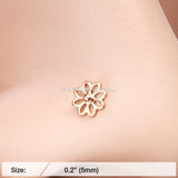 Rose Gold Daisy Breeze Flower L-Shaped Nose Ring-Rose Gold