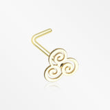 Golden Trinity Swirl L-Shaped Nose Ring-Gold