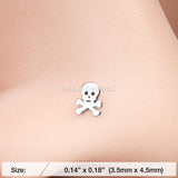 Pirate Skull L-Shaped Nose Ring-Steel
