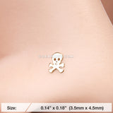 Golden Pirate Skull L-Shaped Nose Ring-Gold