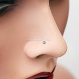 Press Fit Gem Top L-Shaped Nose Ring-Aqua