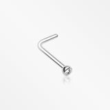 Press Fit Gem Top L-Shaped Nose Ring-Clear
