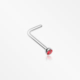 Press Fit Gem Top L-Shaped Nose Ring-Red