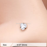 Heart Prong Set Gem Top L-Shaped Nose Ring-Clear